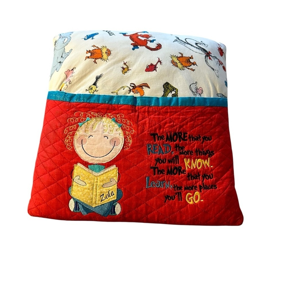 Dr. Seuss Red and Multicolor Storytime Pillow